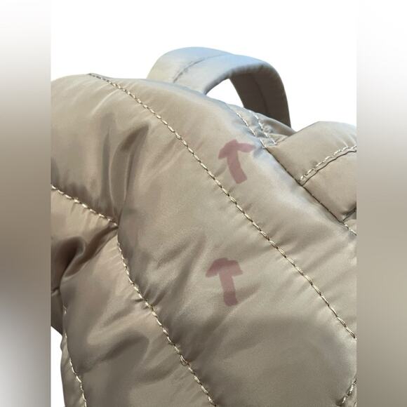Street Level Boutique Puffer Backpack Tan Beige Medium-Sized - Picture 7 of 14